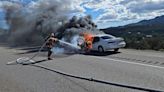Car fire, unrelated crash cause traffic delays in southern Utah