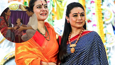 "Is that Adira?": Rani Mukerji plays with little girl at pujo pandal, netizens wonder if that's her daughter