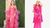 Margot Robbie Wears Her Most Barbie Look Yet at the 2024 Golden Globes, Plus $3M in Pink-and-White Diamonds