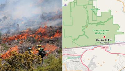 Bomberos en San Diego intentan contener incendio cerca de frontera con Tijuana