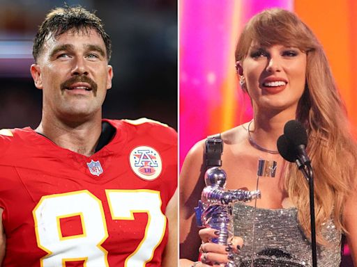 Travis Kelce Reacts to Taylor Swift's Sweet Shoutout to Him in Her VMAs Acceptance Speech