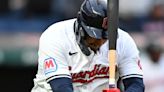 Batman: Guardians slugger Josh Naylor celebrates his homer by striking himself on the helmet