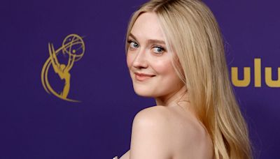 Dakota Fanning's Looking Ethereal in a Strapless Champagne Gown at the Emmys