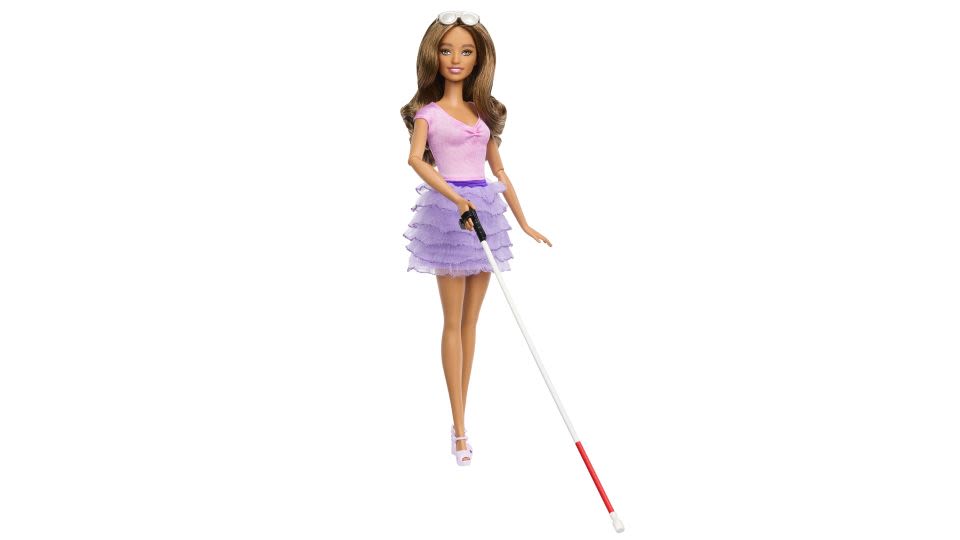 First blind Barbie doll released, with tactile features and a cane