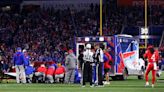 Buffalo Bills’ Damien Harris was removed from the field on a gurney during New York Giants game