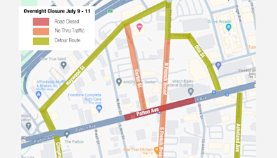 Road closures in downtown Asheville July 9-11: What to know about detours, timing