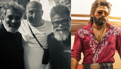 SS Rajamouli visits sets of Allu Arjun starrer Pushpa 2: The Rule; poses for an 'ICONIC' photo with director Sukumar