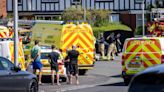 Children flee a stabbing attack in England. 8 people are hurt and a man is arrested