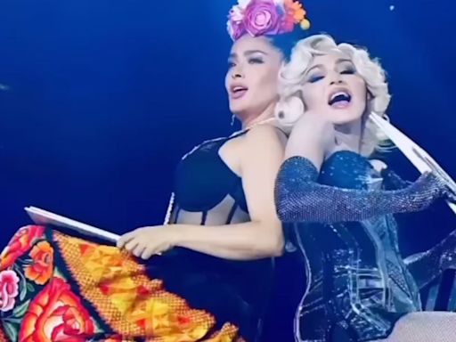 Salma Hayek revela que tuvo MIEDO de subir al escenario con Madonna por esta razón