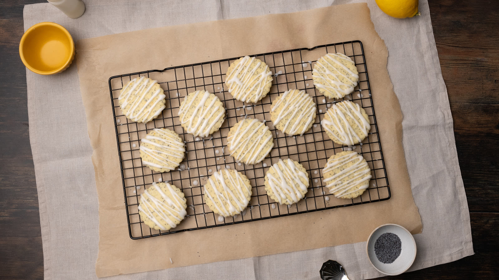 Iced Lemon Poppy Seed Shortbread Cookies Recipe