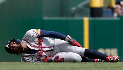 MVP Ronald Acuña Jr. leaves Braves-Pirates game after falling with non-contact knee injury
