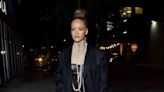 Rihanna Paired Her Sheer Bra With an Oversized Trench Coat and Too Many Strands of Pearls to Count