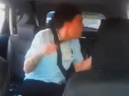 Moment innocent taxi driver is dragged into terrifying knife fight