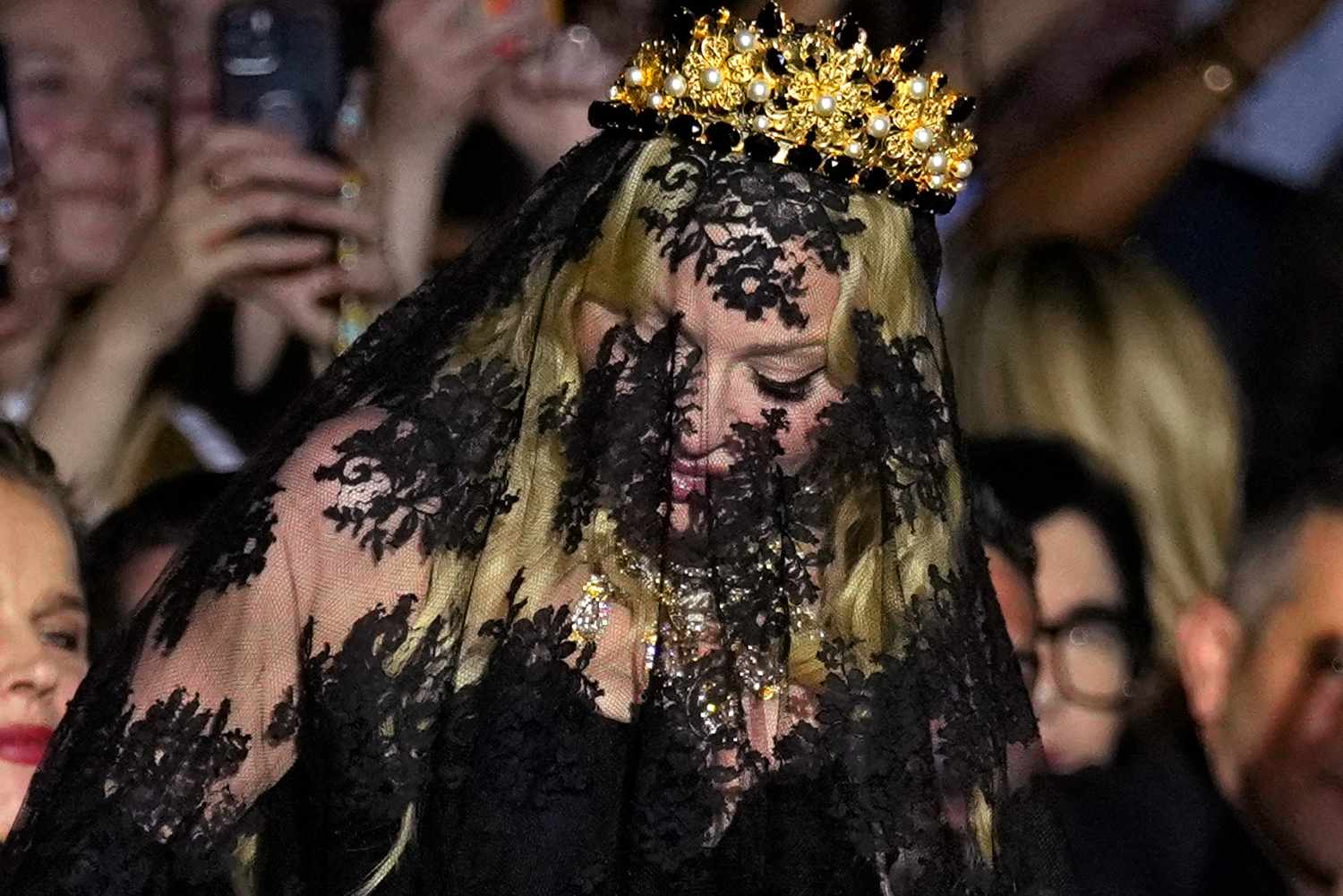 Madonna Rocks Black Veil in Dramatic Entrance for Dolce & Gabbana Show at Milan Fashion Week