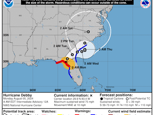 See Hurricane Debby's Projected Path