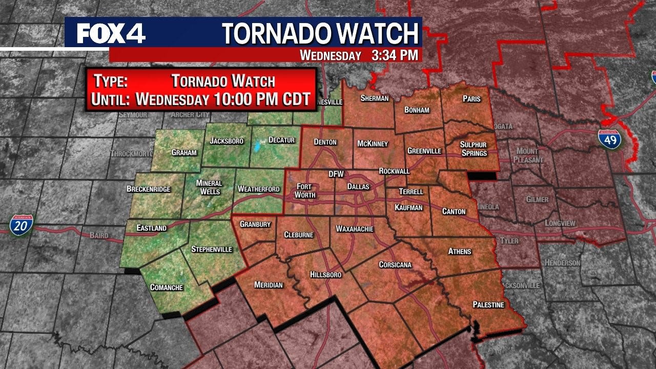 Dallas weather: Tornado Watch issued for Wednesday night