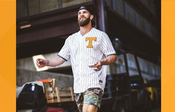 Bryce Harper wears Tennessee baseball jersey to show support ahead of College World Series Finals