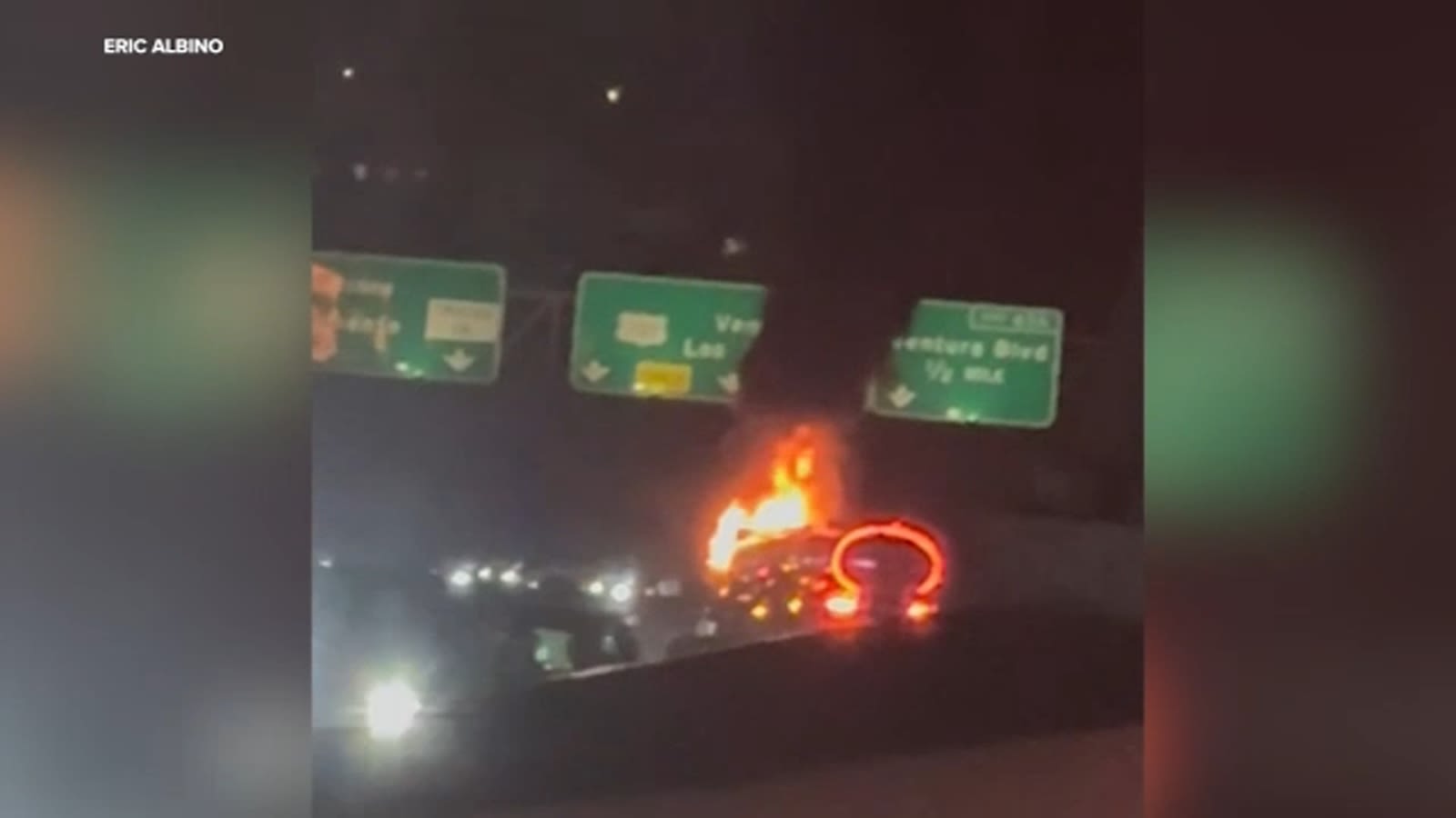 Truck fire on NB 405 Freeway in Sherman Oaks area prompts lane closures