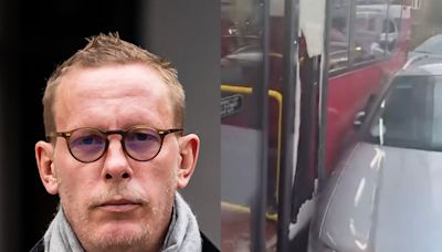 Laurence Fox bizarrely films row after car and bus collide on London street