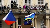 Pro-Russian protesters detained in Prague after trying to take down Ukrainian flag