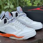 NIKE Air Jordan 5 AJ5 白橙扣碎籃板高幫舒適籃球鞋 DC1060-100