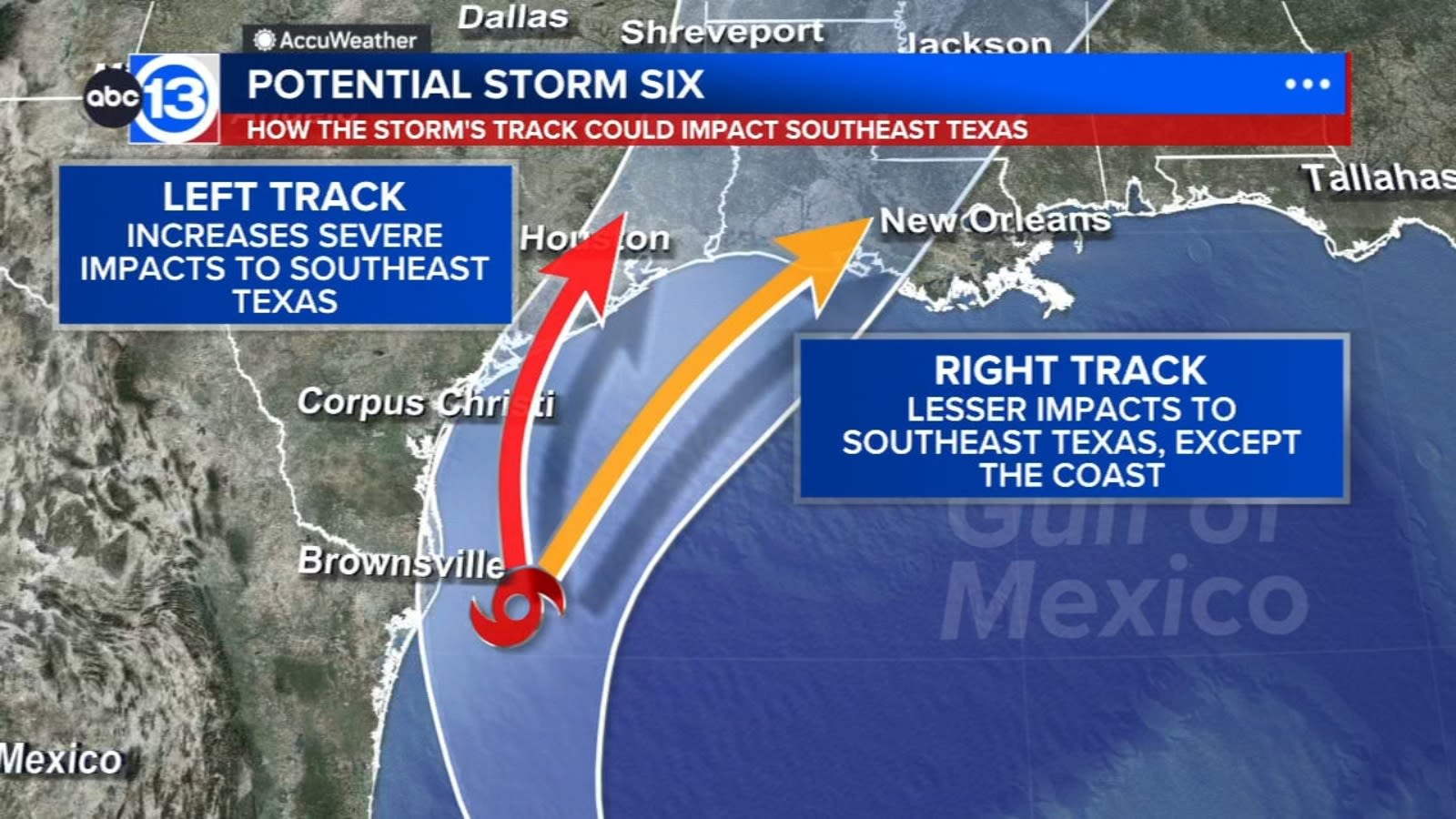 Potential Storm Six predicted to pass near or over upper Texas coast as hurricane on Wednesday