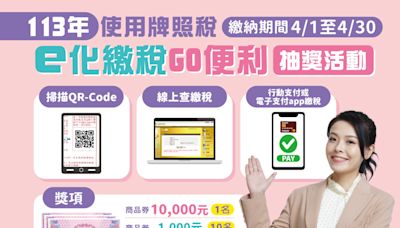 竹市「使用牌照稅」4/1開徵 e化繳稅還可抽萬元商品券