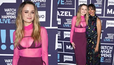 Joey King Puts Sheer Spin on the Peekaboo Bra Layering Trend in Pink Look for ‘What What Happens Live’ Alongside Rashida Jones in...