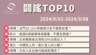 【2024/9/2-2024/9/8】闢謠TOP10