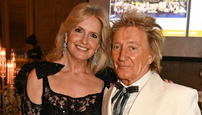 Penny Lancaster and Rod Stewart recreate engagement party photo 19 years on