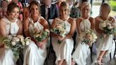 Bride makes bridesmaids all wear wedding dresses on her big day as she 'wants them to feel special too'