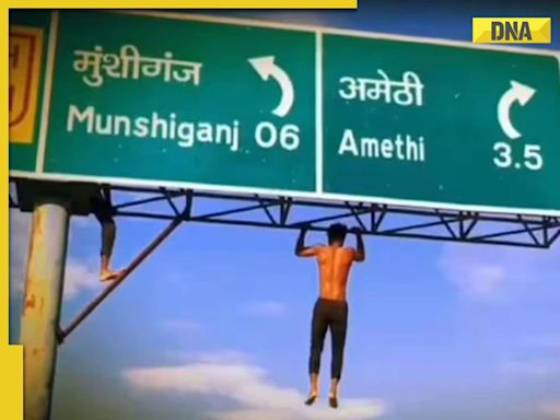 Man performs pull-ups on highway signboard, here's how UP Police reacted to viral video