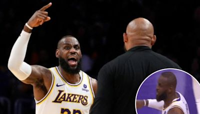 LeBron James explodes at Lakers bench after Darvin Ham doesn’t challenge call