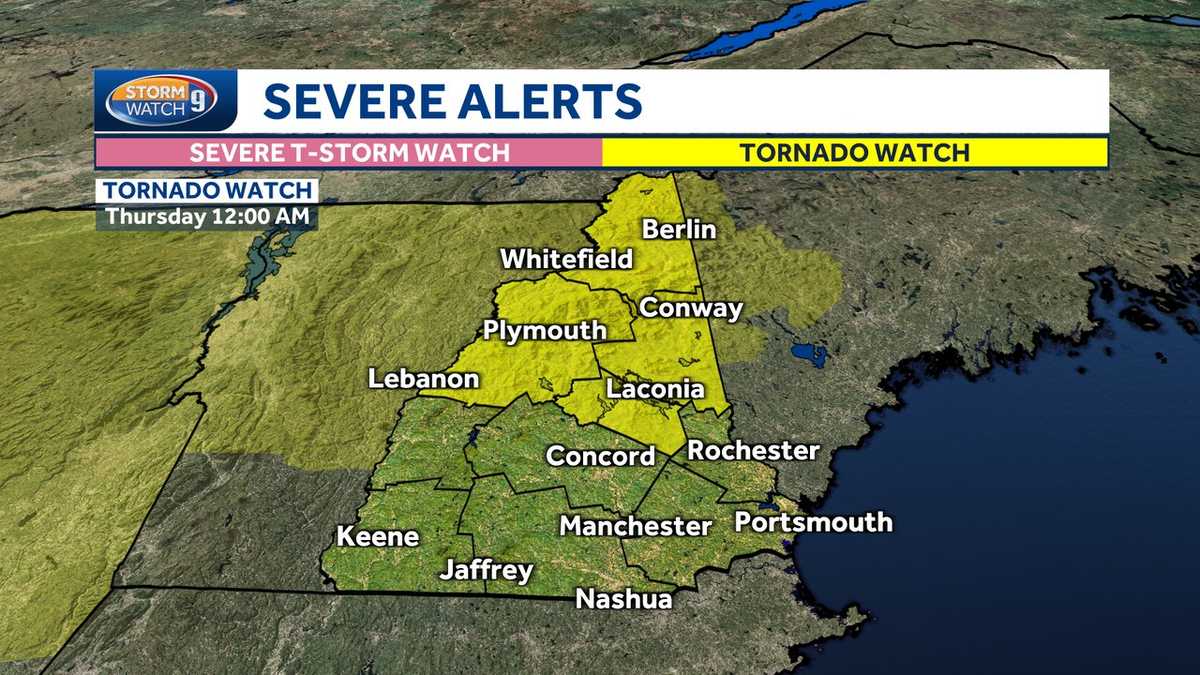 Tornado watch issued for parts of New Hampshire