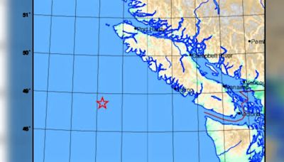 Magnitude 4.8 earthquake reported west of Vancouver Island