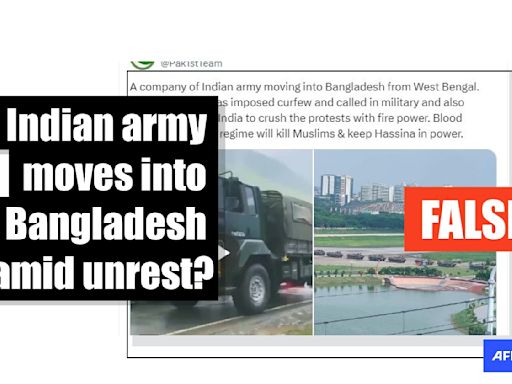 Military vehicle imagery falsely shared as 'Indian army entering protest-hit Bangladesh'