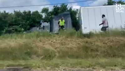 Tractor-trailer crashes along Route 283