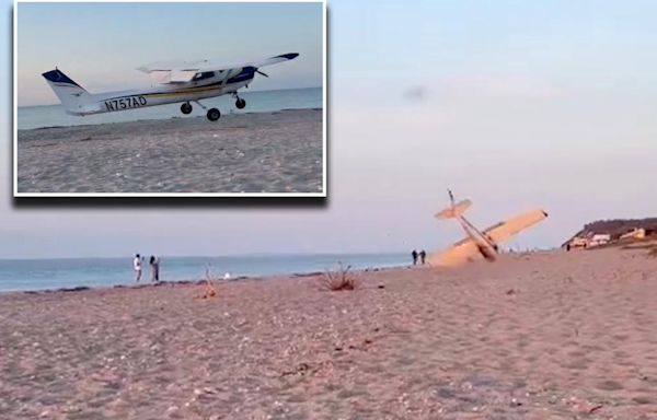 Pilot, passenger escape injury after small plane makes emergency landing on Long Island beach