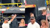 Travis Kelce hypes up Taylor Swift for the crowd as they leave Dublin Eras Tour concert