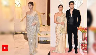 Suhana Khan redefines fashion norms at Anant-Radhika's wedding by repeating sari | - Times of India