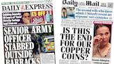 Soldier stabbed in 'frenzy' and no plans for new 1p or 2p coins