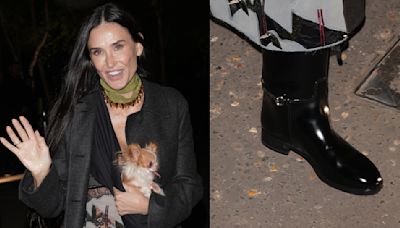 Demi Moore Shines With Patent Leather Riding Boots at Gucci’s Cruise 2025 Show