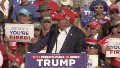 Trump is rushed off stage by Secret Service after shots fired at his Saturday rally in Pennsylvania.