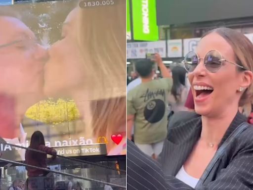 Ana Furtado ganha declaração de amor em telão na Times Square, em Nova York: 'Amei'