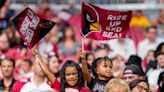 Cardinals quarterback Kyler Murray on field, not in action in front of fans at open practice