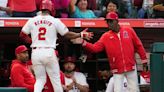 Jo Adell scores the tiebreaking run in the Angels' 2-1 victory over the Padres