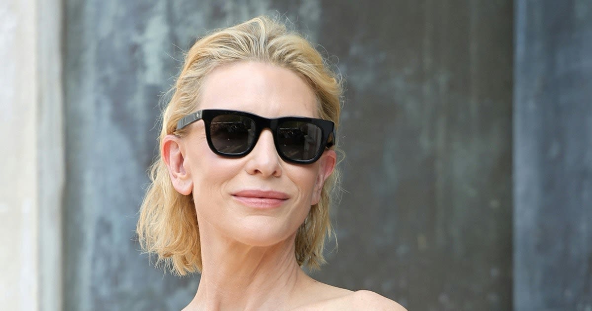 Cate Blanchett Heats Up the CEO Pantsuit With a Low-Cut Neckline In Paris