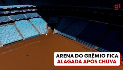 Arena do Grêmio ainda tem alagamento de até um metro no campo e em áreas internas