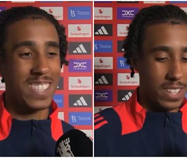 Leny Yoro's post-match interview after Man Utd debut v Rangers has gone down very well with fans PT: