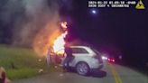 Grayson County deputy helps save man from burning car
